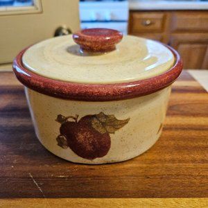 blue sky apple cannister authentic stoneware